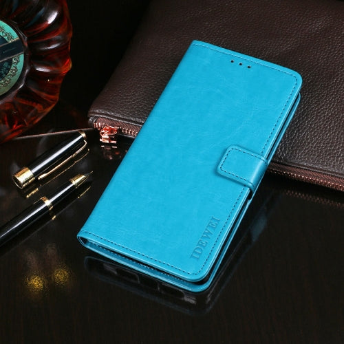 For Alcatel 1C 2019 / 5003D idewei Crazy Horse Texture Horizontal Flip Leather Case with Holder & Card Slots & Wallet(Sky Blue)