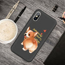 For iPhone XS / X Cartoon Animal Pattern Shockproof TPU Protective Case(Black Corgi)