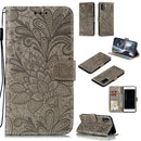 For Galaxy A41 Lace Flower Embossing Pattern Horizontal Flip Leather Case , with Holder & Card Slots & Wallet & Photo Frame & Lanyard(Grey)