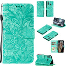 For Galaxy A70e Lace Flower Embossing Pattern Horizontal Flip Leather Case , with Holder & Card Slots & Wallet & Photo Frame & Lanyard(Green)