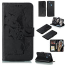 For Galaxy A11 Litchi Texture Feather Embossing Pattern Horizontal Flip Leather Case with Holder & Card Slots & Wallet & Photo Frame & Lanyard(Black)