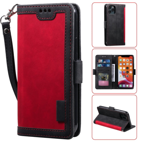 For iPhone 11 Pro Max Retro Splicing Horizontal Flip Leather Case with Card Slots & Holder & Wallet(Red)