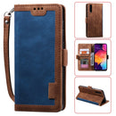 For Galaxy A70 Retro Splicing Horizontal Flip Leather Case with Card Slots & Holder & Wallet(Blue)