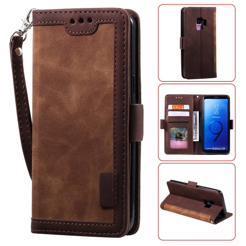 For Galaxy S9 Plus Retro Splicing Horizontal Flip Leather Case with Card Slots & Holder & Wallet(Brown)