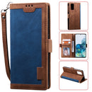 For Galaxy S20 Plus Retro Splicing Horizontal Flip Leather Case with Card Slots & Holder & Wallet(Blue)
