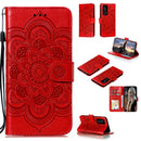 For Huawei P40 pro+ Mandala Embossing Pattern Horizontal Flip PU Leather Case with Holder & Card Slots & Walle & Lanyard(Red)