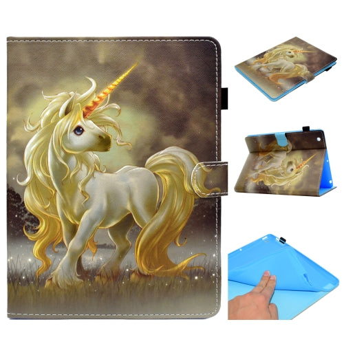 For iPad 2 / 3 / 4 Painted Horizontal Flat Leather Case with Sleep Function & Card Slot & Buckle Anti-skid Strip & Bracket & Wallet(Unicorn)