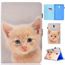 For Galaxy Tab A 10.5 T590 Painted Horizontal Flat Leather Case with Sleep Function & Card Slot & Buckle Anti-skid Strip & Bracket & Wallet(Cute Cat)