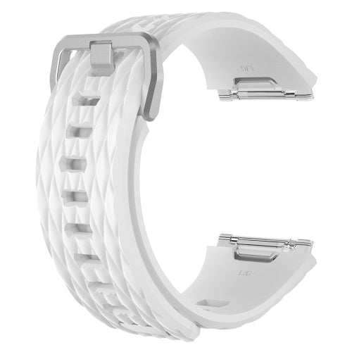 For Fitbit Ionic Dragon Scale Texture Silicone Replacement Wrist Strap Watchband with Buckle, Size:L(White)