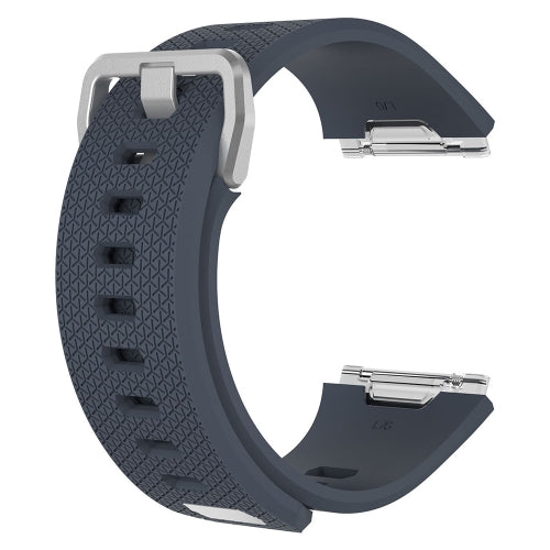 For Fitbit Ionic Herringbone Texture Silicone Replacement Wrist Strap Watchband with Buckle, Size:S(Blue Grey)