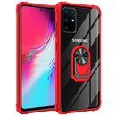 For Galaxy A51 Anti-fall Transparent TPU + Acrylic Protective Case with Ring Bracket(Red)