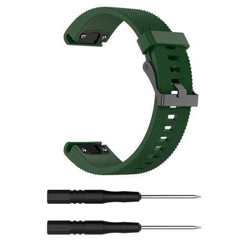 For Garmin Fenix 5S (20mm) Silicone Replacement Wrist Strap Watchband(Army Green)