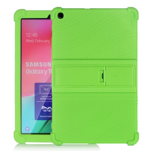 For Galaxy Tab A 10.1 (2019) T510 Tablet PC Silicone Protective Case with Invisible Bracket(Green)