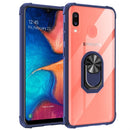 For Galaxy A20 Shockproof Transparent TPU + Acrylic Case with Ring Holder(Blue)