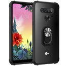 For LG K51 Shockproof Transparent TPU + Acrylic Case with Ring Holder(Silver Black)