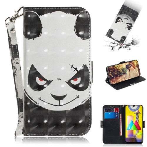For Galaxy M31 3D Colored Drawing Horizontal Flip Leather Case with Holder & Card Slot & Wallet & Lanyard(Angry Bear)