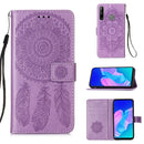 For Huawei P40 Lite E / Y7P Dream Catcher Printing Horizontal Flip Leather Case with Holder & Card Slots & Wallet & Lanyard(Purple)