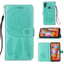 For Galaxy A11 Dream Catcher Printing Horizontal Flip Leather Case with Holder & Card Slots & Wallet & Lanyard(Green)