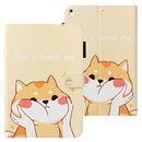 For iPad 10.2 Cross Texture Painted Horizontal Leather Case with Sleep / Wake-up Function & Card Slot & Holder & Wallet(Shiba Inu)
