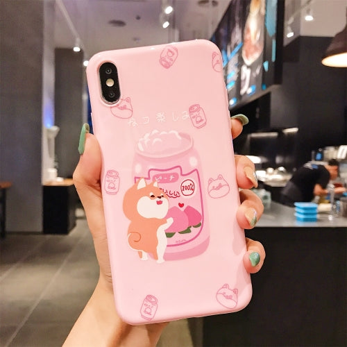 For iPhone XR TPU Mobile Phone Case(Bright Green Wheat Tea Shiba Inu)