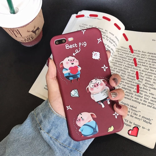 For iPhone 8 Plus / 7 Plus TPU Matte Mobile Phone Case(Diamond Pig)