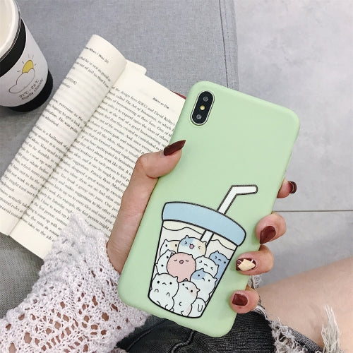 For iPhone X / XS TPU Matte Mobile Phone Case(Frosted Green Animal Milk Tea)