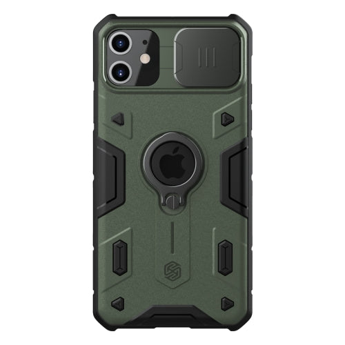 For iPhone 11 NILLKIN Shockproof CamShield Armor Protective Case with Invisible Ring Holder(Green)