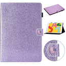 For iPad 9.7 (2018) & (2017) Love Buckle Glitter Horizontal Flip Leather Case with Holder & Card Slots(Purple)