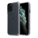 For iPhone 11 Fine Hole Series Anti-fall Transparent TPU + Acrylic Glitter Phone Protective Case(Black)