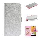 For Samsung Galaxy A01 Glitter Powder Horizontal Flip Leather Case with Card Slots & Holder & Photo Frame & Wallet(Silver)