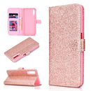 For Samsung Galaxy A7 (2018) Glitter Powder Horizontal Flip Leather Case with Card Slots & Holder & Photo Frame & Wallet(Rose Gold)