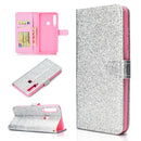 For Samsung Galaxy A9 (2018) Glitter Powder Horizontal Flip Leather Case with Card Slots & Holder & Photo Frame & Wallet(Silver)