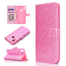 For Samsung Galaxy A10s Glitter Powder Horizontal Flip Leather Case with Card Slots & Holder & Photo Frame & Wallet(Pink)