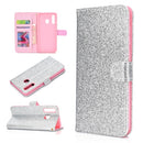 For Samsung Galaxy A20e Glitter Powder Horizontal Flip Leather Case with Card Slots & Holder & Photo Frame & Wallet(Silver)