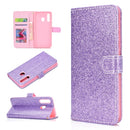 For Samsung Galaxy A30 / A20 Glitter Powder Horizontal Flip Leather Case with Card Slots & Holder & Photo Frame & Wallet(Purple)