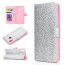 For Samsung Galaxy A40 Glitter Powder Horizontal Flip Leather Case with Card Slots & Holder & Photo Frame & Wallet(Silver)