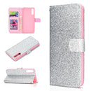For Samsung Galaxy A50 Glitter Powder Horizontal Flip Leather Case with Card Slots & Holder & Photo Frame & Wallet(Silver)