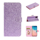 For Samsung Galaxy A71 Glitter Powder Horizontal Flip Leather Case with Card Slots & Holder & Photo Frame & Wallet(Purple)