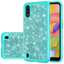 For Samsung Galaxy A01 US Version Glitter Powder Contrast Skin Shockproof Silicone + PC Protective Case(Green)
