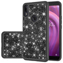 For Alcatel 3V (2019) Glitter Powder Contrast Skin Shockproof Silicone + PC Protective Case(Black)