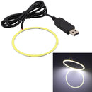 120mm 4W USB Angel Eyes Circles Car Headlight White Light COB LED Lights for Vehicles, Line Length: 95cm(White Light)
