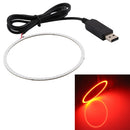 80mm 4W USB Angel Eyes Circles Car Headlight White Light COB LED Lights for Vehicles, Line Length: 95cm(Red Light)