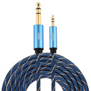 EMK 3.5mm Jack Male to 6.35mm Jack Male Gold Plated Connector Nylon Braid AUX Cable for Computer / X-BOX / PS3 / CD / DVD, Cable Length:5m(Dark Blue)