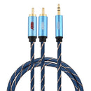 EMK 3.5mm Jack Male to 2 x RCA Male Gold Plated Connector Speaker Audio Cable, Cable Length:1m(Dark Blue)