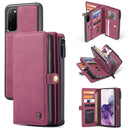 For Samsung Galaxy S20 CaseMe 018 Detachable Multi-functional Horizontal Flip Leather Case, with Card Slot & Holder & Zipper Wallet & Photo Frame(Red)