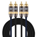 EMK 2 x RCA Male to 2 x RCA Male Gold Plated Connector Nylon Braid Coaxial Audio Cable for TV / Amplifier / Home Theater / DVD, Cable Length:2m(Black)