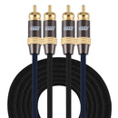 EMK 2 x RCA Male to 2 x RCA Male Gold Plated Connector Nylon Braid Coaxial Audio Cable for TV / Amplifier / Home Theater / DVD, Cable Length:5m(Black)