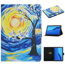 For Huawei MediaPad M5 Lite Colored Drawing Pattern Horizontal Flip Leather Case with Holder & Card Slots & Sleep / Wake-up Function(Starry Sky Tree)