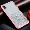 For iPhone XR Four-Corner Shockproof Glitter Powder Acrylic + TPU Protective Case(Pink)