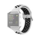 For Fitbit Versa 2 / Versa / Versa Lite / Blaze 23mm Sports Two Colors Silicone Replacement Strap Watchband(White Black)